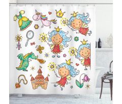 Cartoon Princess Motif Shower Curtain