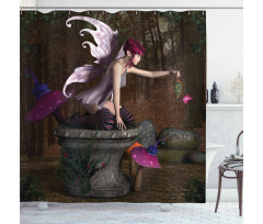 Mythical Creature Forest Shower Curtain