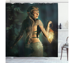 Elf Princess Lantern Shower Curtain