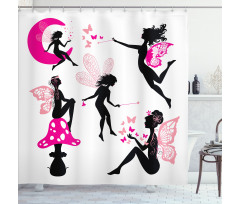 Silhouette of Winged Girl Shower Curtain