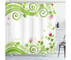 Blossoming Stripes Shower Curtain