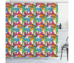 Abstract Retro Party Shower Curtain