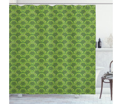 Floral Circles Leaves Shower Curtain