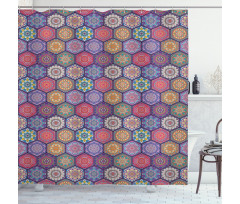 Oriental Hexagon Motif Shower Curtain