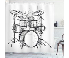 Drummer Doodle Art Shower Curtain