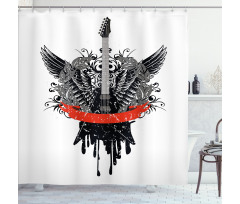 Gothic Guitar Wings Shower Curtain