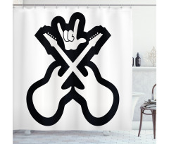 Guitars Hand Sign Shower Curtain