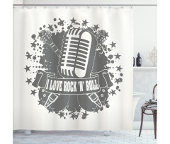 Retro Microphone Shower Curtain
