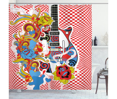 60s Inspired Guitar Shower Curtain