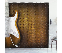 Grunge Dots Guitar Shower Curtain