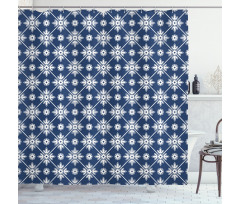 Checkered Folkloric Floral Shower Curtain