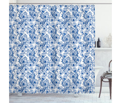Russian Gzhel Style Flora Shower Curtain