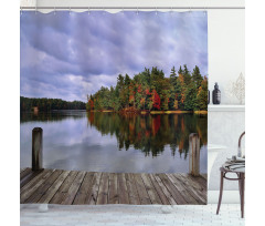 Wooden Dock Fall Splendor Shower Curtain