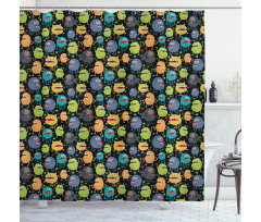 Cartoon Style Beings Shower Curtain