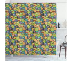 Colorful Monster Crowd Shower Curtain