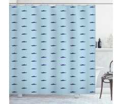 Ocean Life in Blue Shades Shower Curtain