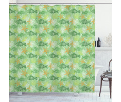 Bass Starfish Seashell Shower Curtain