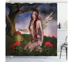 Fairy Butterfly Catcher Shower Curtain