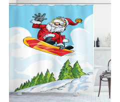 Jump on Snowboard Pines Shower Curtain
