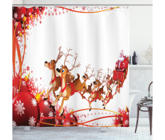 Xmas Balls and Reindeers Shower Curtain