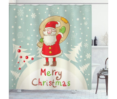 Merry Xmas Snowy Forest Shower Curtain