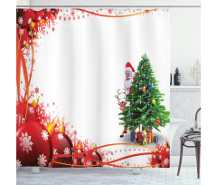 Red Balls Tree Shower Curtain