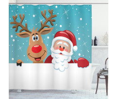 Rudolph Deer Greeting Shower Curtain