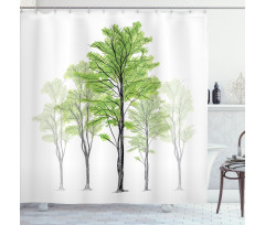 Hand Drawn Nature Motif Shower Curtain