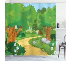 Pathway Flowers Trees Shower Curtain