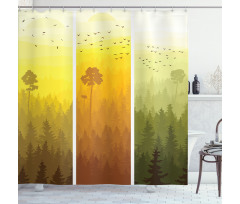 Hills Trees and Birds Shower Curtain