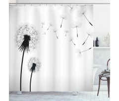 Seed Blowing Away Floral Shower Curtain