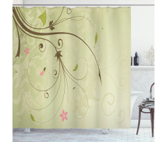 Swirls Lines Petal Shower Curtain