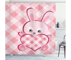 Diamond Shape Bunny Heart Shower Curtain