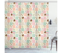 Checkered Square Cats Shower Curtain