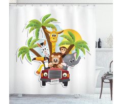 Zebra Toucan Lion Elephant Shower Curtain