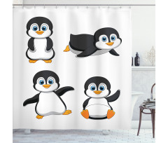 Penguin Cartoon Fun Shower Curtain