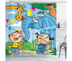 Mischievous Elephant Boy Shower Curtain