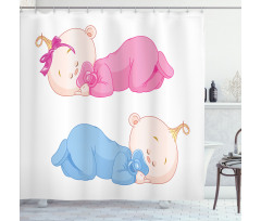 2 Charming Twins Asleep Shower Curtain