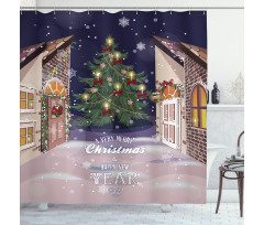 Snowy Streets Carol Shower Curtain