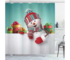 Snowman and Boxes Shower Curtain