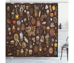 Hand Drawn Doodle Coffee Shower Curtain