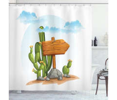 Cartoon Desert Flora Shower Curtain