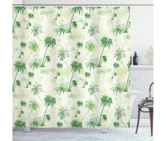 Sketch Style Palm Trees Shower Curtain