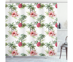 Palm Trees Hibiscus Shower Curtain