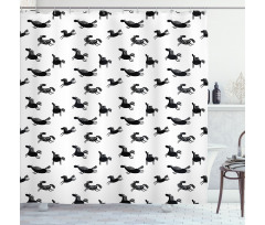 Doodle Equidae Pattern Shower Curtain