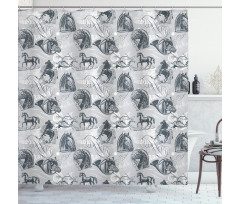Stallion Sketch Style Shower Curtain