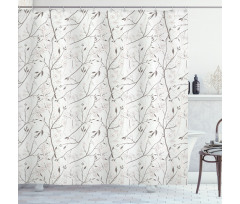 Rustic White Buds Shower Curtain
