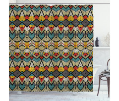 Folk Art Sharp Motifs Shower Curtain