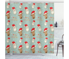 Santa Deer Vintage Shower Curtain