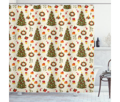 Cartoon Trees Bells Shower Curtain